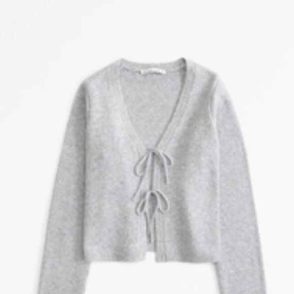 Abercrombie & Fitch Sweaters - Abercrombie & Fitch Light Gray Cardigan with Tie Front